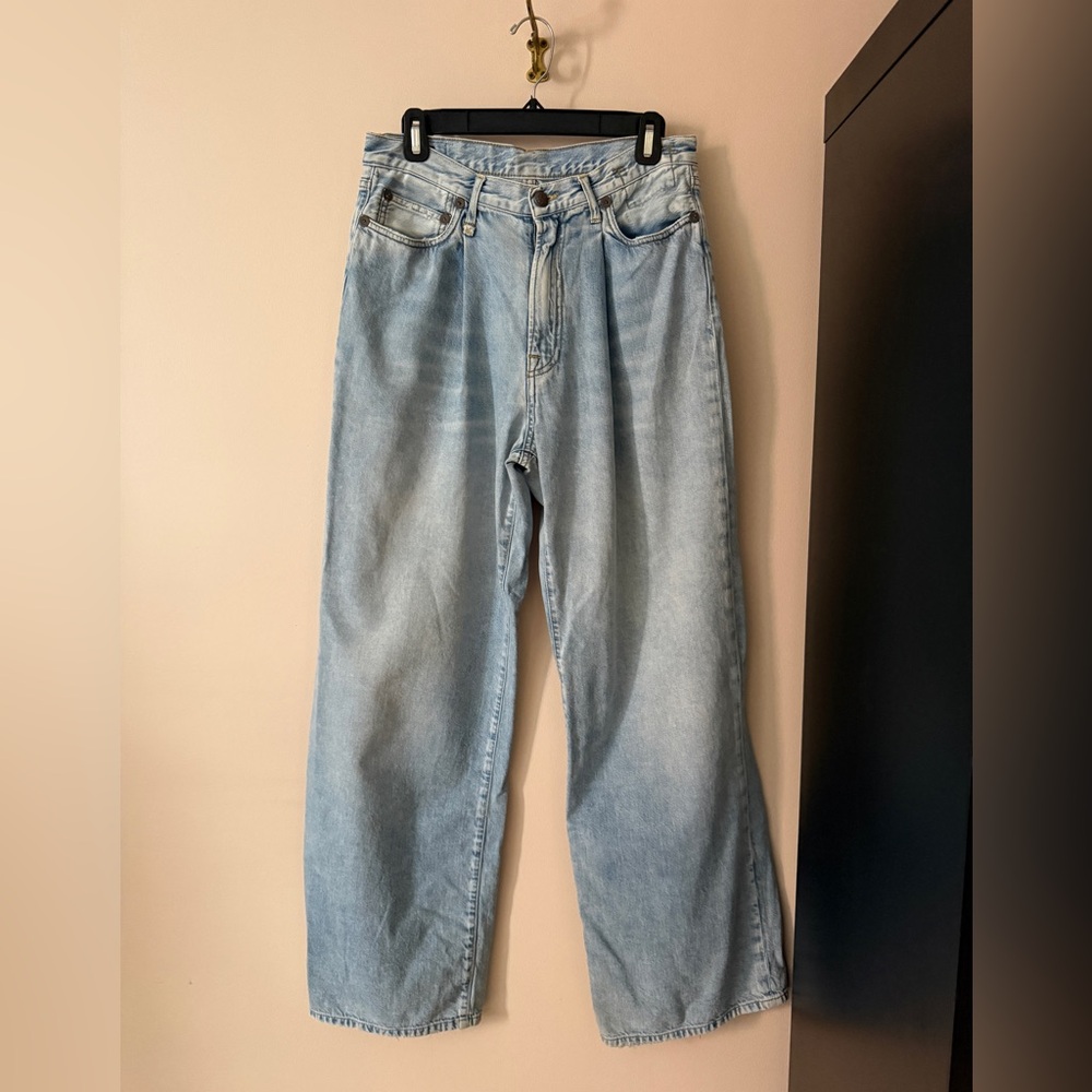 R13 Women's Damon Pleated Wide Leg Jeans